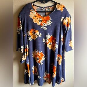Southern Stitch Floral 3/4 Sleeve Swing Dress (Size M)